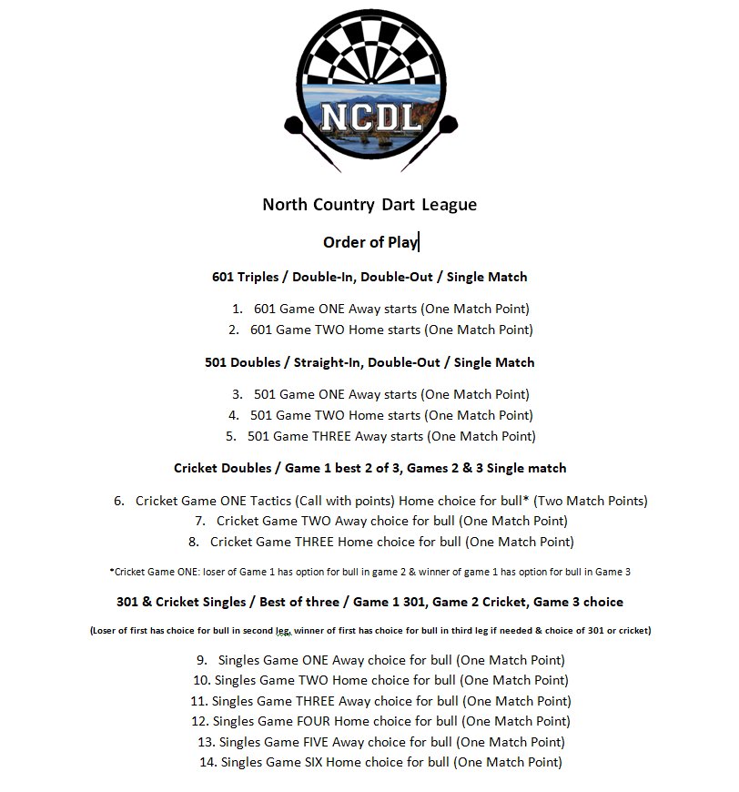 NCDL Match Order Of Play